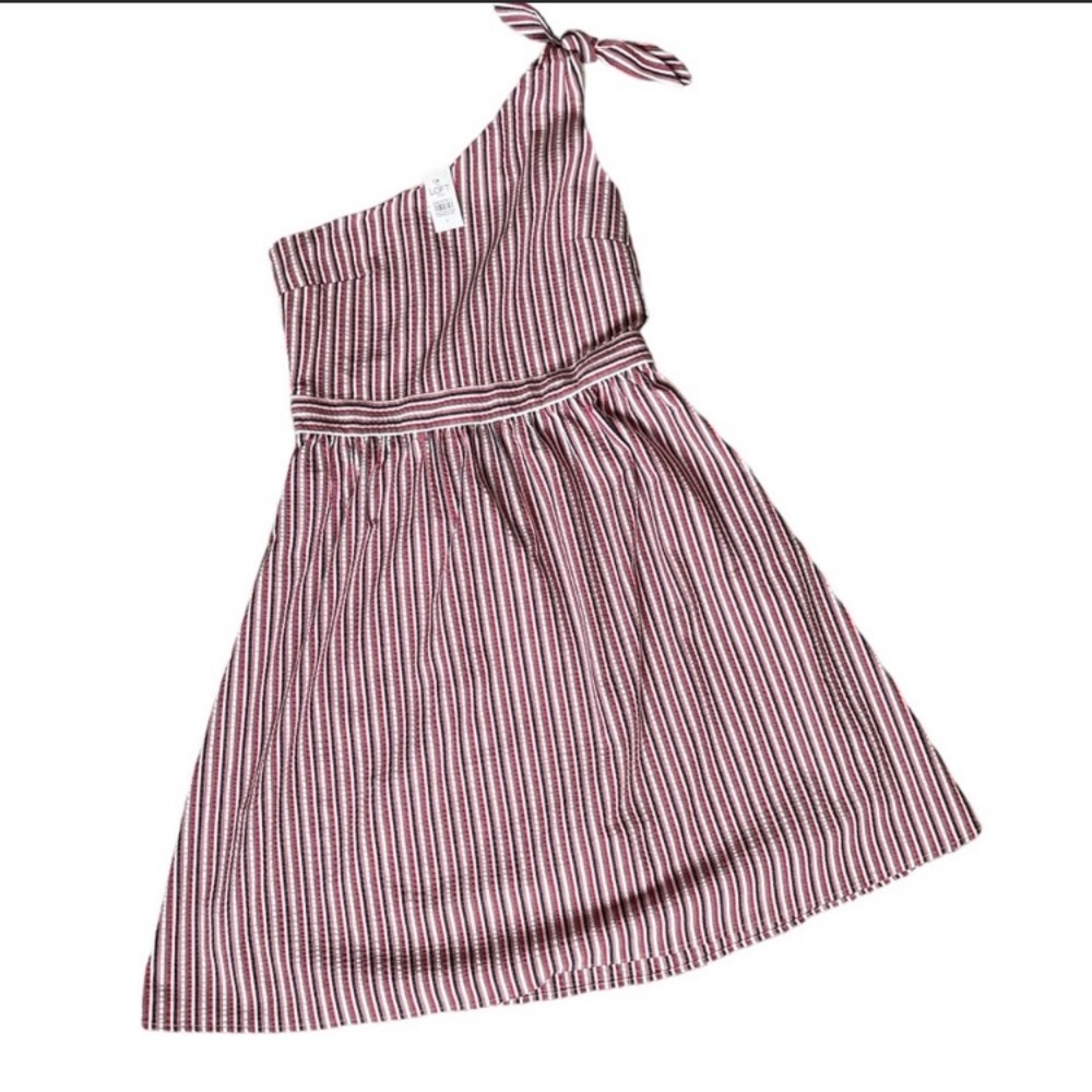 LOFT summer one shoulder striped dress 4 NEW